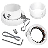 Jetlifee Rotating Flag Pole Rings Spinning Flag Pole Clips with Carabiner 360 Rotating Anti Wrap Flag Mounting Rings for 0.75-1 Inch Diameter Flagpole- Pack of 2 (White)