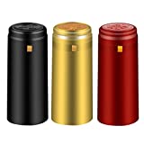 BGMAXimum PVC heat shrink capsules 120 count 3 colors wine shrink wrap wine bottle corks capsules for professional, wine cellars and home use - black, red, gold