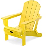 Folding Adirondack Chair Patio Chairs Lawn Chair Outdoor Chairs Painted Adirondack Chair Weather Resistant for Patio Deck Garden- Yellow
