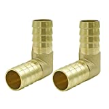 Metaland Brass 5/8" Hose Barb Elbow 90 Degree L Right Angle Barbed Fitting Water Fuel Air (Pack of 2)