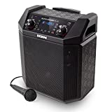 ION Audio Block Rocker Plus - Portable Bluetooth Speaker 100W W/Battery, Karaoke Microphone, AM FM Radio, Wheels & Telescopic Handle and USB Charging