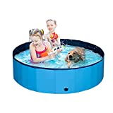 Docuwee Foldable Dog Pet Swimming Pool of Hard PVC Plastic, Durable Collapsible Bathing TubSlip-Resistant Leakproof Material for Dogs, Cats, Kiddie in Summer Outdoor, Garden