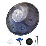 432HZ Handpan Steel Drums Musical instrument D Minor 10 Notes 22 inchs Steel Hand DrumSoft Hand Pan Bag2 handpan Mallet,Handpan Stand,dust-free cloth,(Comet Brownish blue)