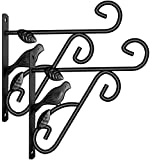 Amagabeli 2 Pack Hanging Plants Bracket 10" Planter Outdoor Hooks Hangers for Flower Baskets Pot Bird Feeder Wind Chimes Lanterns Patio Garden Outdoor Indoor Wall Fence Screw Mount Metal Black BG1491