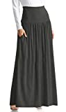 Charcoal Skirts for Women Reg and Plus Size Maxi Skirt Casual Long Skirt Charcoal Maxi Skirt Pleated Maxi Skirt (Size X-Large, Charcoal)