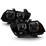 ACANII - For 2011-2014 Dodge Charger R/T SE SRT8 Black Smoke Halogen Headlights Headlamps Set Driver + Passenger Side