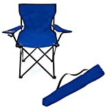 Trademark Innovations Portable Folding Blue Camp Chair, 19.5" L x 31" W x 34.5" H