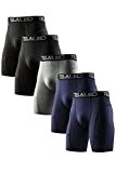 TELALEO 5 Pack Compression Shorts for Men Spandex Sport Shorts Athletic Workout Running Performance Baselayer Underwear Black/Double Blue/Double Gray M