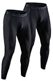 DEVOPS 2 Pack Men's Compression Pants Athletic Leggings (Large, Black/Black)