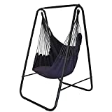 YUCAN Hammock Chair Stand with Hanging Swing Chair Included,Weather Resistant and Saving Space Stand Max 450 Lbs, Quality Cotton Weave Wrap Whole Body,Suitable for Indoor, Outdoor,PatioYard