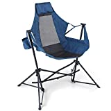 ALPHA CAMP Hammock Camping Chair Folding Rocking Chair with Cup Drink Holder Steel Heavy Duty Portable Chair with High Back Outdoor Oversized Chair for Lawn,Backyard,Picnic,Capacity-350lbs