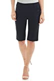 Rekucci Women's Ease Into Comfort Modern Pull-On Bermuda Short with Pockets (10, Black)