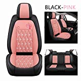 RED-SHYN R-004 Leather Car Interior, Cute Cat Car Seat Cover, Decorative Car Seat, Car Seat Protector (Black-Pink, Full Set)