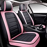 BABYBLU Leather Car Seat Covers Full Set for WomenMen,Water Proof Synthetic Leather for Cars SUV Pick-up Truck Universal Fit Set for Auto Interior Accessories(Airbag Compatible) (Pink)