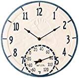 Taylor Precision Products 14" By The Sea Clock with Thermometer, Multicolored