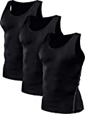 Neleus Men's Athletic 3 Pack Compression Under Base Layer Sport Tank Top,Black,L,EUR XL