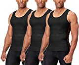 DEVOPS 3 Pack Men's Muscle Dri Fit Compression Tank Top (Medium, Black/Black/Black)