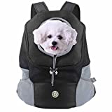 TEVAIBO Dog Backpack Carrier for Small Dogs, Puppy Backpack, Dog Front Carrier with Breathable Head Out Design and Padded Shoulder for Hiking Outdoor Travel(M)