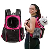 Pet Carrier Backpack, Adjustable Pet Front Cat Dog Carrier Backpack Travel Bag Easy-Fit for Traveling Hiking Camping for Small Medium Dogs Cats Puppies