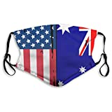 American Australian Flag Comfortable Adjustable Face Scarf,Funny Pattern Facial Decorations-Mask for Women&Men