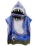 Soft Kids Hooded Beach Towels - Shark Bath Towel for Boy Beach Accessories Essentials for Vacation Must Haves Poncho Swimming Pool Travel Towel 1-6 Years