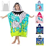 Athaelay Soft Microfiber Swim Cover-ups for 3 to 10 Years Old Kids Hooded Bath Beach Poncho Towels with Carrying Bag (Big Shark, Fits 3-10 Years)