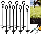 VASGOR 15 Ground Anchors (8pcs) Easy to Use with Drill, 3" Helix Diameter, Heavy Duty Anchor Hook for Camping Tent, Canopies, Car Ports, Sheds, Swing Sets, Securing Animals  Black Powder Coated (8)