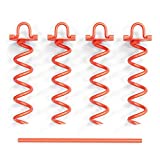 CORQUE Heavy Duty Tent Stake with Folding Ring  Orange Powder Coated In Ground Anchor  12 Inch, Set of 4 for Swing Sets, Canopies, Trampolines, Camping Tarps, Trapping, Sheds, Dog Tie Out