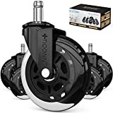 TICONN Office Chair Caster Wheels Set of 5 for Tile, Hardwood Floors and Carpets Gliding Smoothly - Universal Fit for Most Chairs (Transparent)
