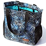 Original Floral Water Resistant Tote Bag Large Shoulder Bag with Multi Pockets for Gym Hiking Picnic Travel Beach Daily Bags (Grass)