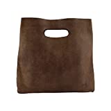 Hide & Drink, Minimalist Handbag Handmade from Full Grain Leather and Sheepskin - Womens Fashion Accessory, Vintage Tote Style Bag, Versatile Purse for Everyday Use, Travel, Shopping (Bourbon Brown)