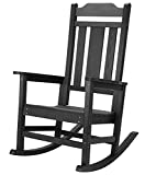 hOmeHua Patio Rocking Chair, All Weather Resistant Outdoor Indoor Fade-Resistant Patio Rocker ChairStable Durable Smooth Rocking, Comfortable Easy to Maintain, Load Bearing 350 lbs - Black
