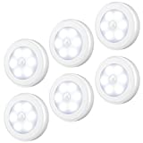 AMIR Upgraded Motion Sensor Light, Cordless Battery-Powered LED Night Light, Stick-Anywhere Closet Light Stair Lights, Wall Lights for Hallway, Bedroom, Kitchen (White - Pack of 6)