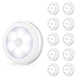 Mlambert Upgraded Motion Sensor LED Night Light, Non-Fall Cordless Battery-Powered Wall Light, Stick-on Magnet Closet Lights, Safe Lights for Stairs, Hallway, Kitchen, Cabinet (Pack of 10, White)