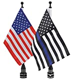 2pcs Motorcycle USA Flags Flagpole Mounts, For Harley Davidson Honda Goldwing CB VTX CBR Yamaha Blue Line American Flag Adjustable Flags Rack Holder