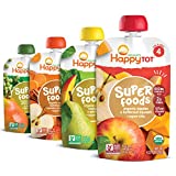 HAPPYTOT Organics Super Foods Stage 4, Super Foods Variety Pack, 4.22 Ounce Pouch (Pack of 16) packaging may vary