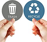 VBAP CORP Recycle Trash Bin Sticker - (Pack of 4) 3" Round Logo Sign Decal Labels Self-Adhesive Vinyl Laminated. Waterproof Indoor and Outdoor (Aquamarine/Gray)