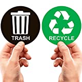 Recycle Sticker for Trash Can - Perfect Bin Labels - 2 Pack - 5" by 5" Decal Logo - Ideal Sign for Home or Office Refuse Bin - Suitable for Indoor / Outdoor use (Green, Black)