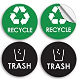 Recycle Sticker Trash Bin Label - 4" x 4" Organize & Coordinate Garbage Waste from Recycling - Great for Metal Aluminum Steel & Plastic Trash Cans - Indoor/Outdoor - Home Kitchen & Office Use (4 Pack)