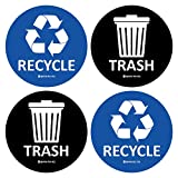 IGNIXIA (Pack of 4 Recycle & Trash Stickers Combo Indoor & Outdoor Trash Bin Decals Recycle & Trash Symbols Sticker 4 X 4 Inches Self Adhesive Peel & Stick (Blue and Black)