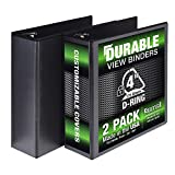 Samsill Durable 3 Ring View Binders Made in The USA, 4 Inch Locking D-Ring, Customizable Cover, Black, 2 Pack