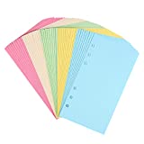 A6 Blank Colorful Refill Paper, 6-Hole Punched Inserts for 6 Ring Personal Planner Organizer Binder, 5-Color Loose Leaf Notebook Journal Filler Paper, 50 Sheets/100 Pages,Blank (8 1/4 x 5 5/8")