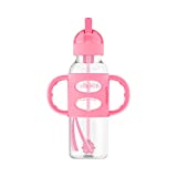 Dr. Brown's Milestones Sippy Straw Bottle with Silicone Handles - Pink - 8oz - 6m+