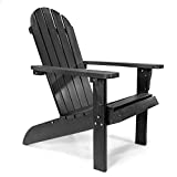 POLYTEAK Traditional Element Collection Adirondack Chair, All Weather Poly Lumber Outdoor Chair with 20-Inch Wide Seat, Outdoor Adirondack Chair (Black)