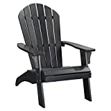 POLYTEAK King Collection XL Adirondack Chair, Adult Size with 22-inch Wide Seat, All Weather Poly Lumber Outdoor Chair (Black)