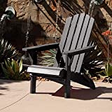 POLYTEAK Classic Folding Poly Adirondack Chair, Adult-Size, Weather Resistant, Made from Special Formulated Poly Lumber Plastic (1 Chair - Black)