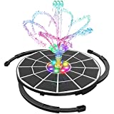 AISITIN 5.5W Solar Fountain Pump with LED Lights and 3000mAh Battery, Solar Bird Bath Fountain Upgraded 100% Glass Panel, Solar Powered Water Fountain for Garden, Pond, Pool, Fish Tank