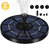 3W Solar Fountain Pump for Bird Bath, Solar Fountain Kit with 1200 mAh Backup Battery, Upgraded Solar Bird Bath Fountain with 6 Nozzles, Solar Floating Fountain for Pond Pool Patio Garden Outdoor