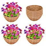 Aodaer 4 Pieces 12 Inches Round Coco Coir Liners Replacement Hanging Basket Natural Formed Coconut Fiber Planter Liners for Garden Flower Vegetables Pot