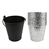 QuliMetal Drip Bucket and 15-Pack Disposable Foil Liners for Oklahoma Joe's, Grill Grease Bucket Fits Most Offset Smokers, Black